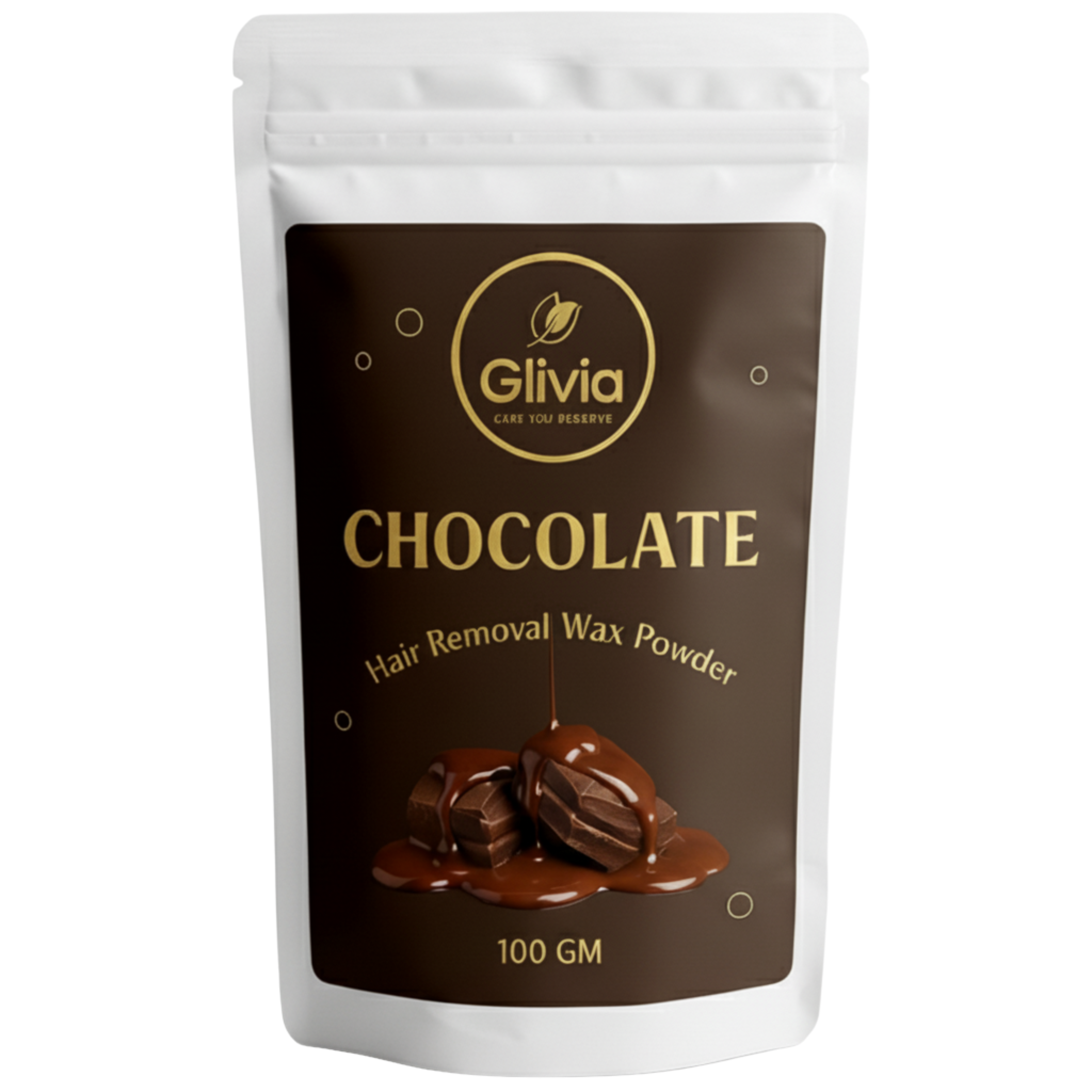 Glivia Chocolate Wax Powder for Women & Men | Aloe Vera & Herbal Facial Hair Removal Formula | Painless Face, Body & Bikini Waxing Solution | Natural Hair Wax Powder for Smooth Skin at Home | 100g